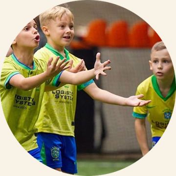A moment of play at a children’s football match
